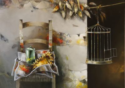 INTERNO CON VOLIERA, BERTELLI ROMANO - Pittura