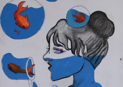 LA LIBERAZIONE DI UNA DONNA CON I PESCI, BONAFINI CHIARA - Pittura